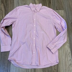 The Gap Mens Long Sleeve Dress Shirt 100% Cotton Slim FitPink White Plaid Sz XXL